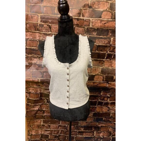 Target Tops - Crop Top  gray tank top‎ ruffle detail SZ M NWT